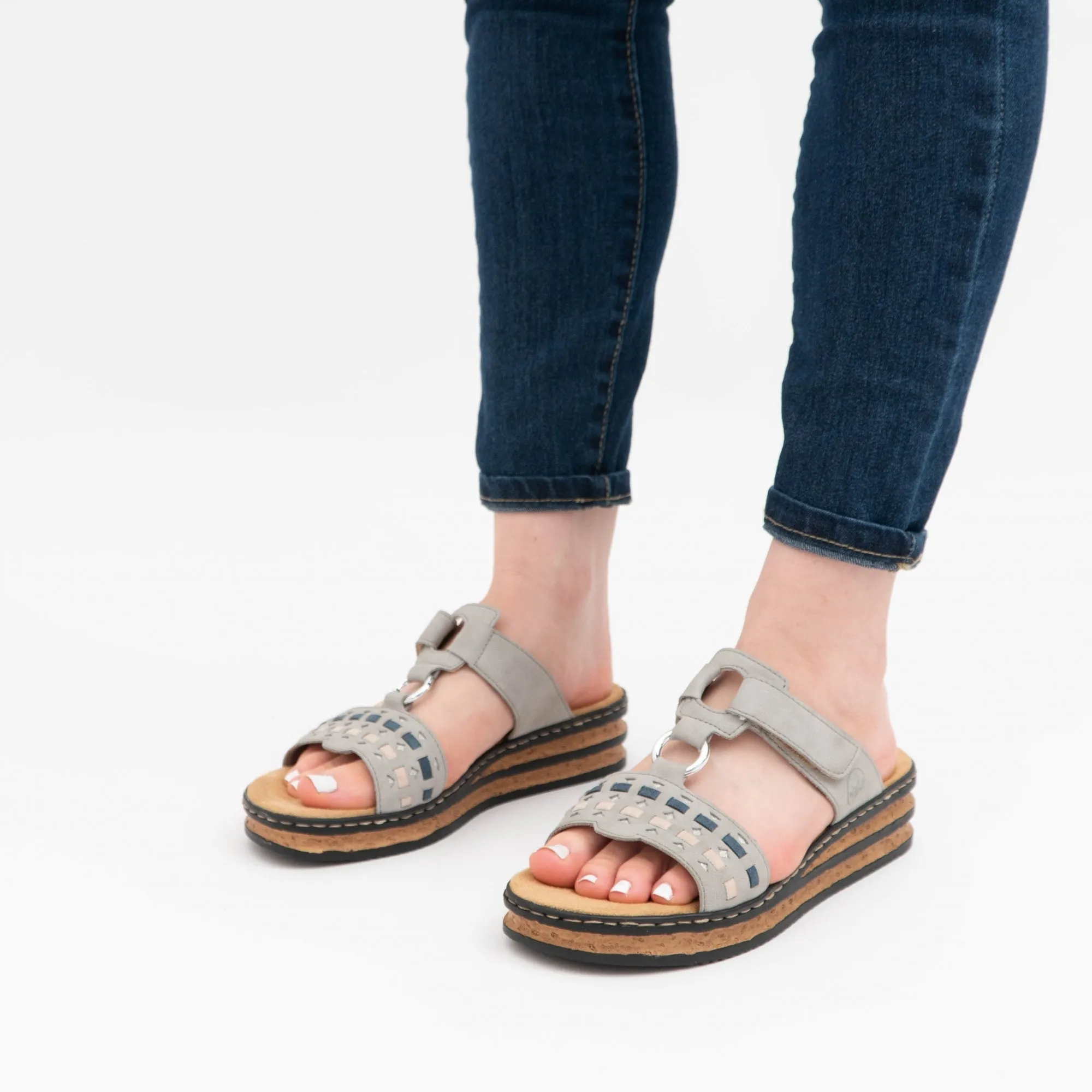 62995-42 Ladies Slip-On Sandals Grey