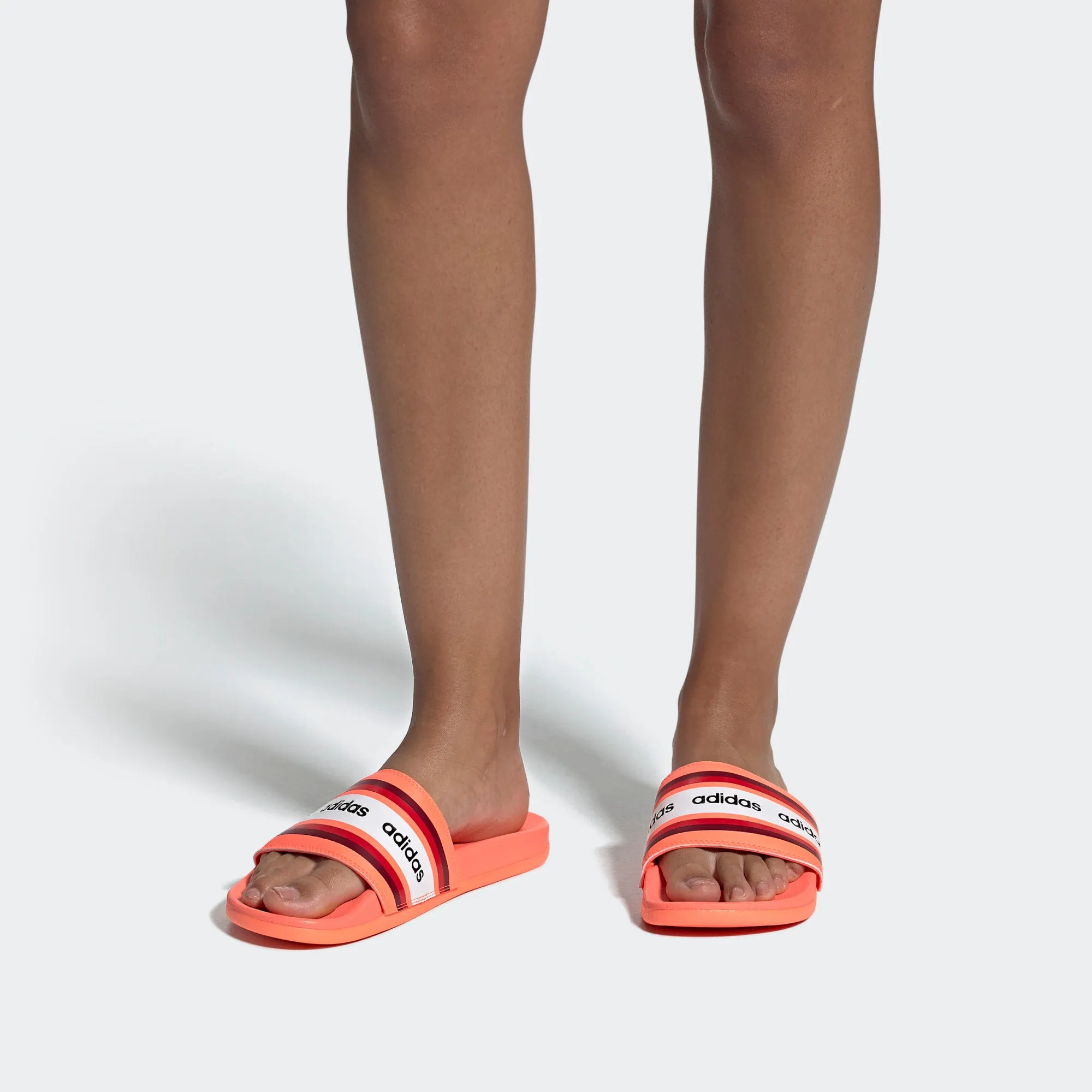 Adidas Adilette Cloudfoam "Farm Rio Stripe" (Signal Coral/Burgundy/ White)(EG1865)