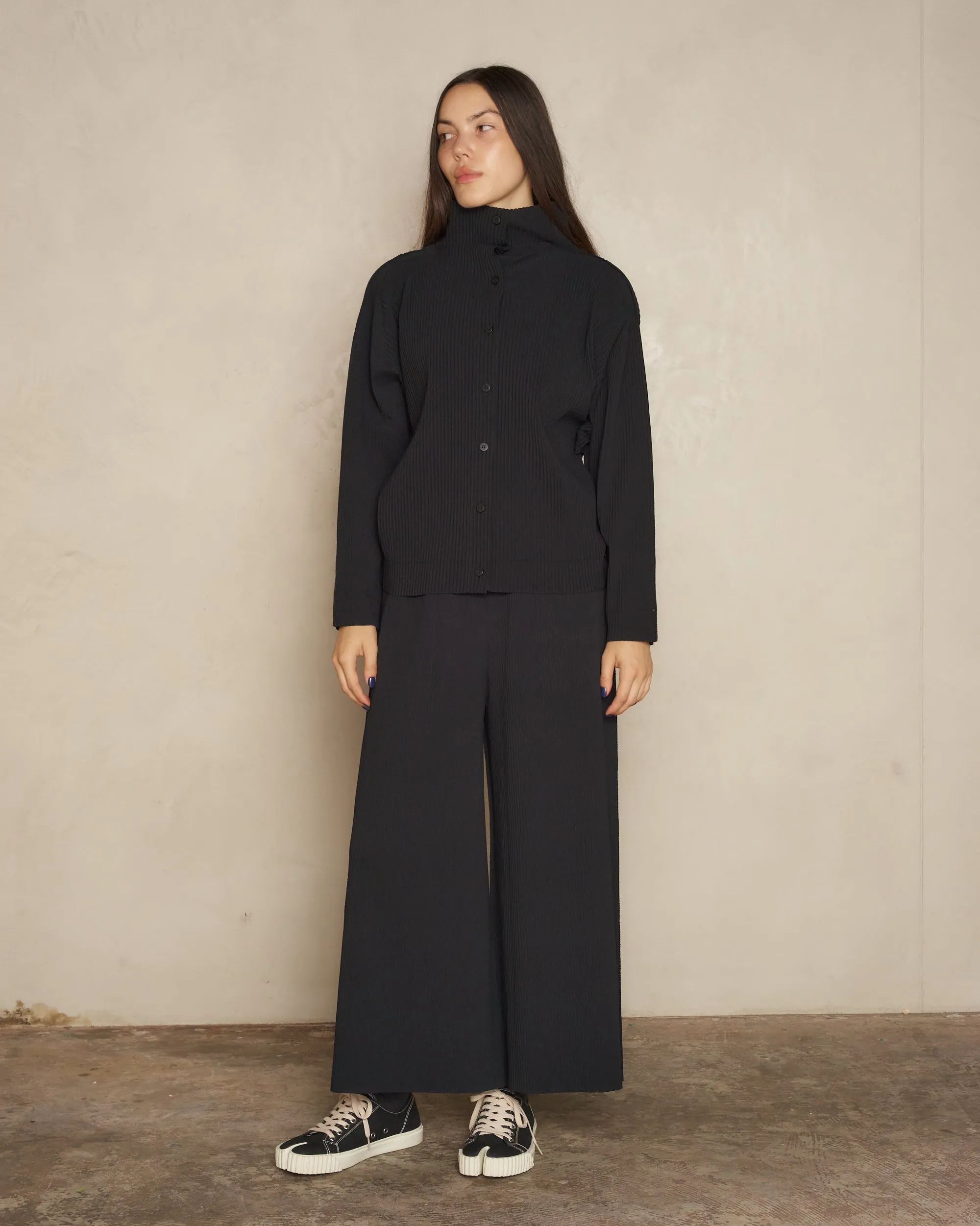 Black Signature Wide Leg Fine Knit Trousers