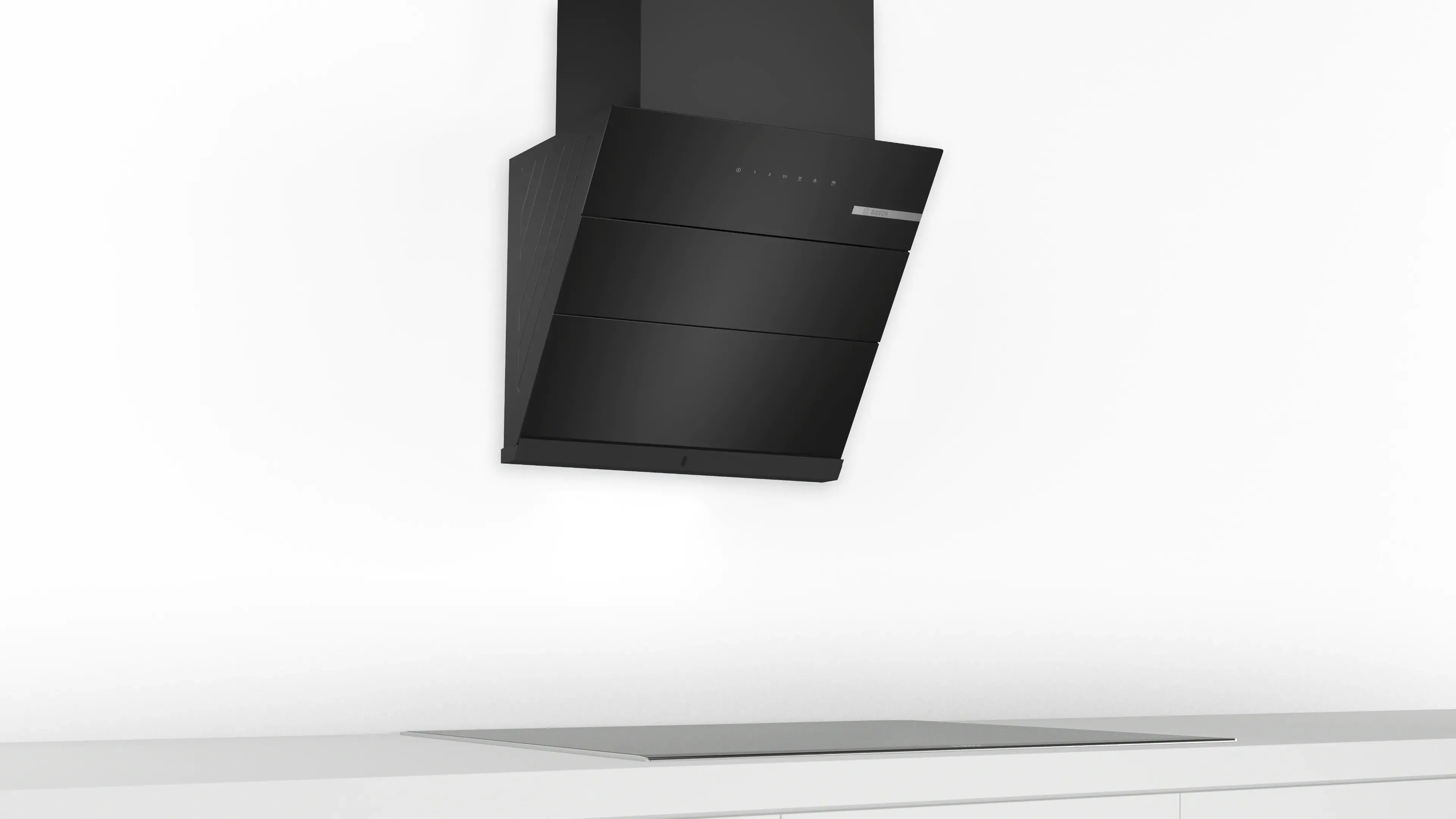 Bosch 90 cm Serie 4 Wall Mounted Chimney Hood (DWKA98H60I)  Flat Black, 800 m/hr Suction, Touch Control, LED Light
