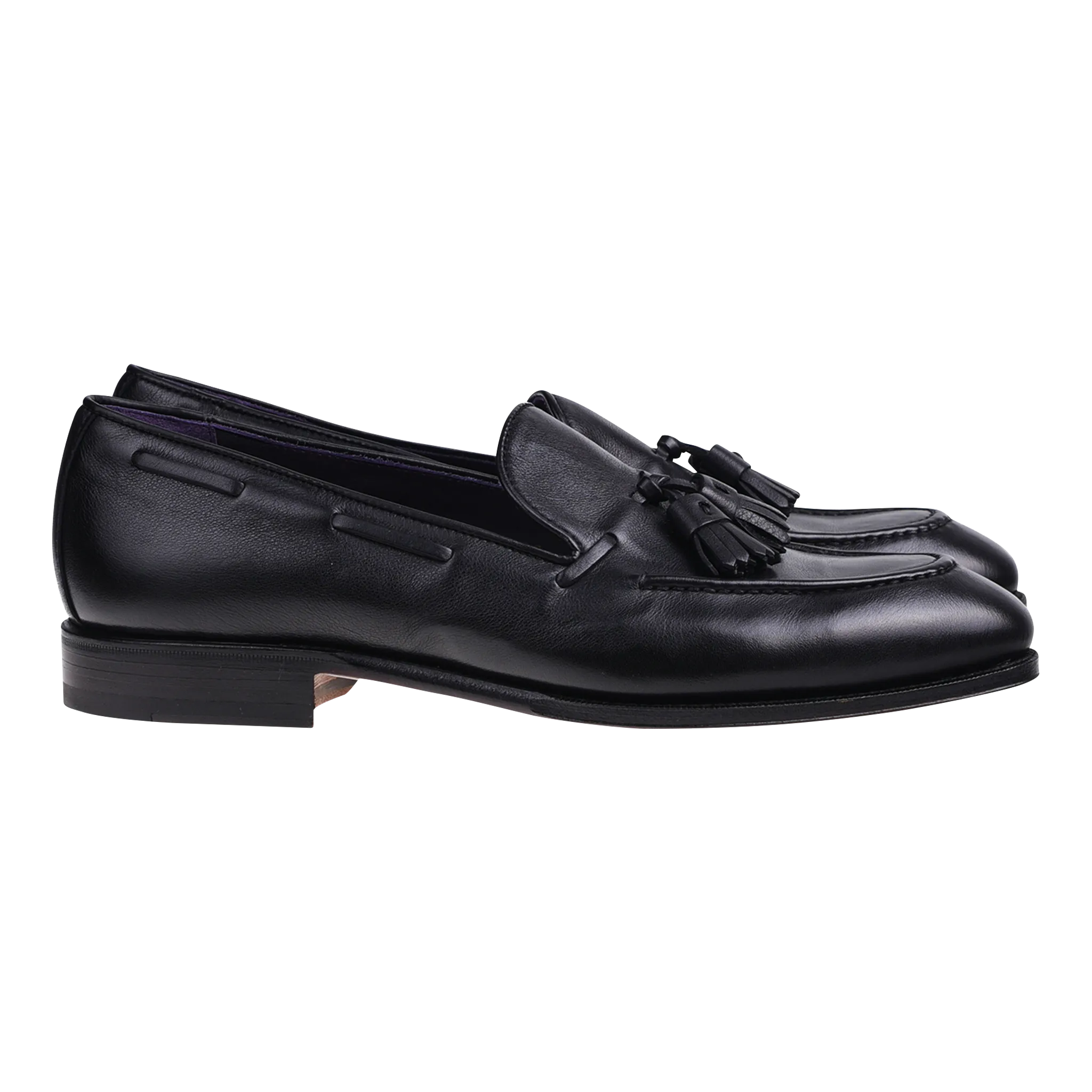 Carmina Tassel Loafer in Black Rusticalf