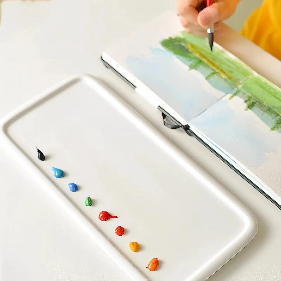 Ceramic Rectangular Color Palette for Watercolor & Gouache Painting