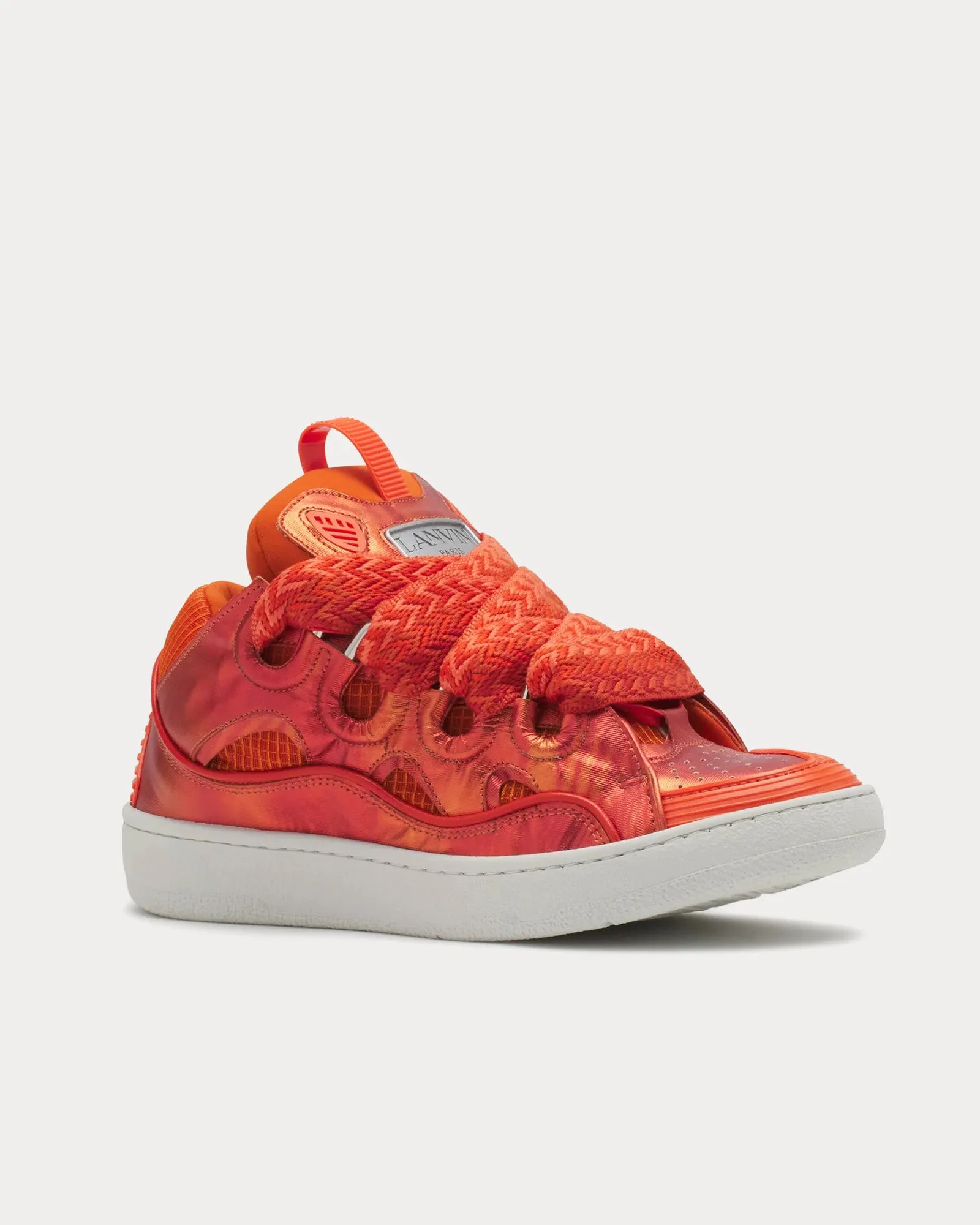 Curb Hologram Effect Leather Pink Coral Low Top Sneakers