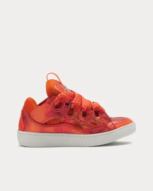 Curb Hologram Effect Leather Pink Coral Low Top Sneakers