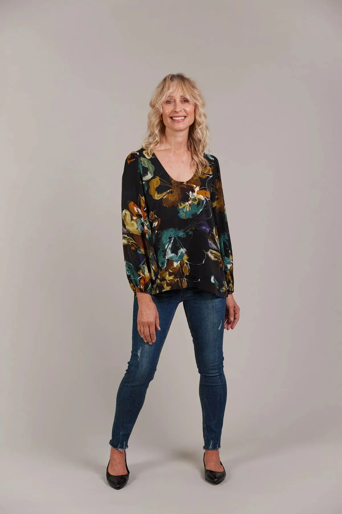 ELSIE TOP - BOTANICAL BLACK