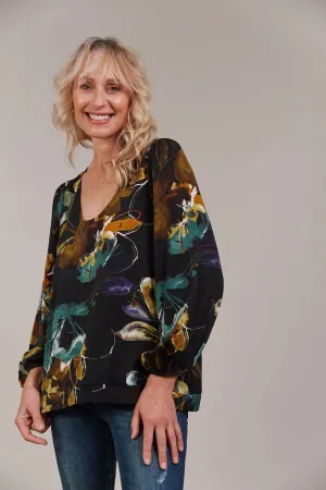 ELSIE TOP - BOTANICAL BLACK