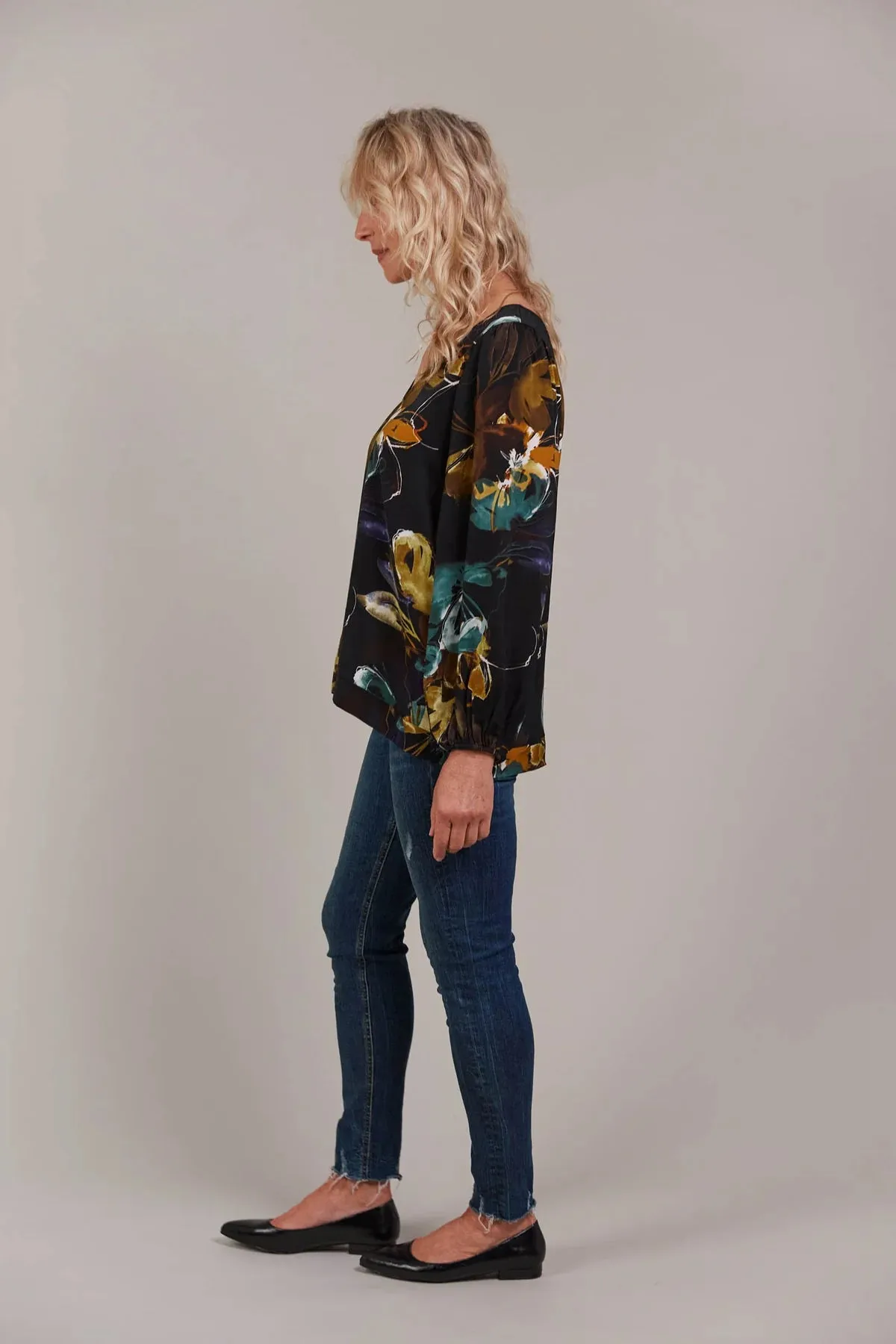 ELSIE TOP - BOTANICAL BLACK