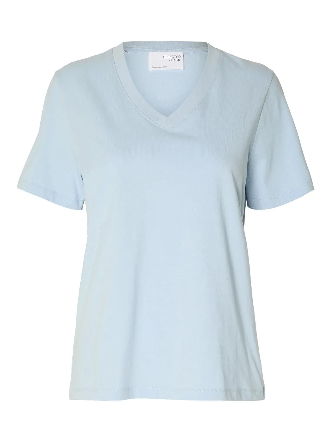 Essential Ss V-Neck Tee - Cashmere Blue