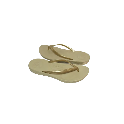 Fitflop Gold Rubber Ergonomic Flip-Flops | Like New |