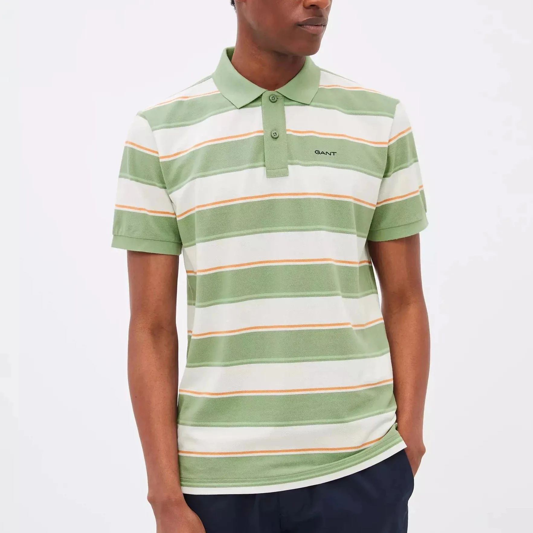 GANT Multistripe Pique Polo Shirt, 362 – Kalamata Green