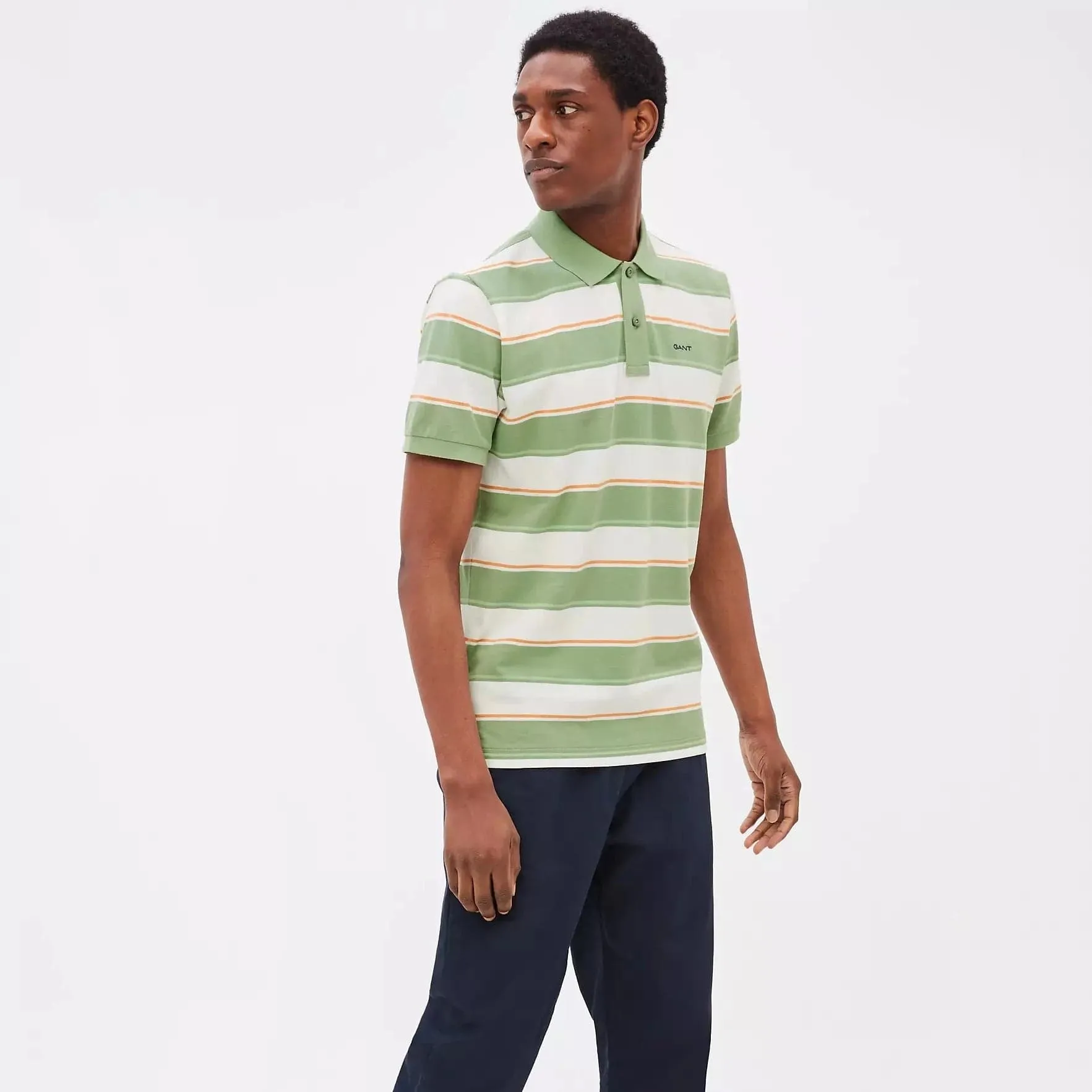 GANT Multistripe Pique Polo Shirt, 362 – Kalamata Green