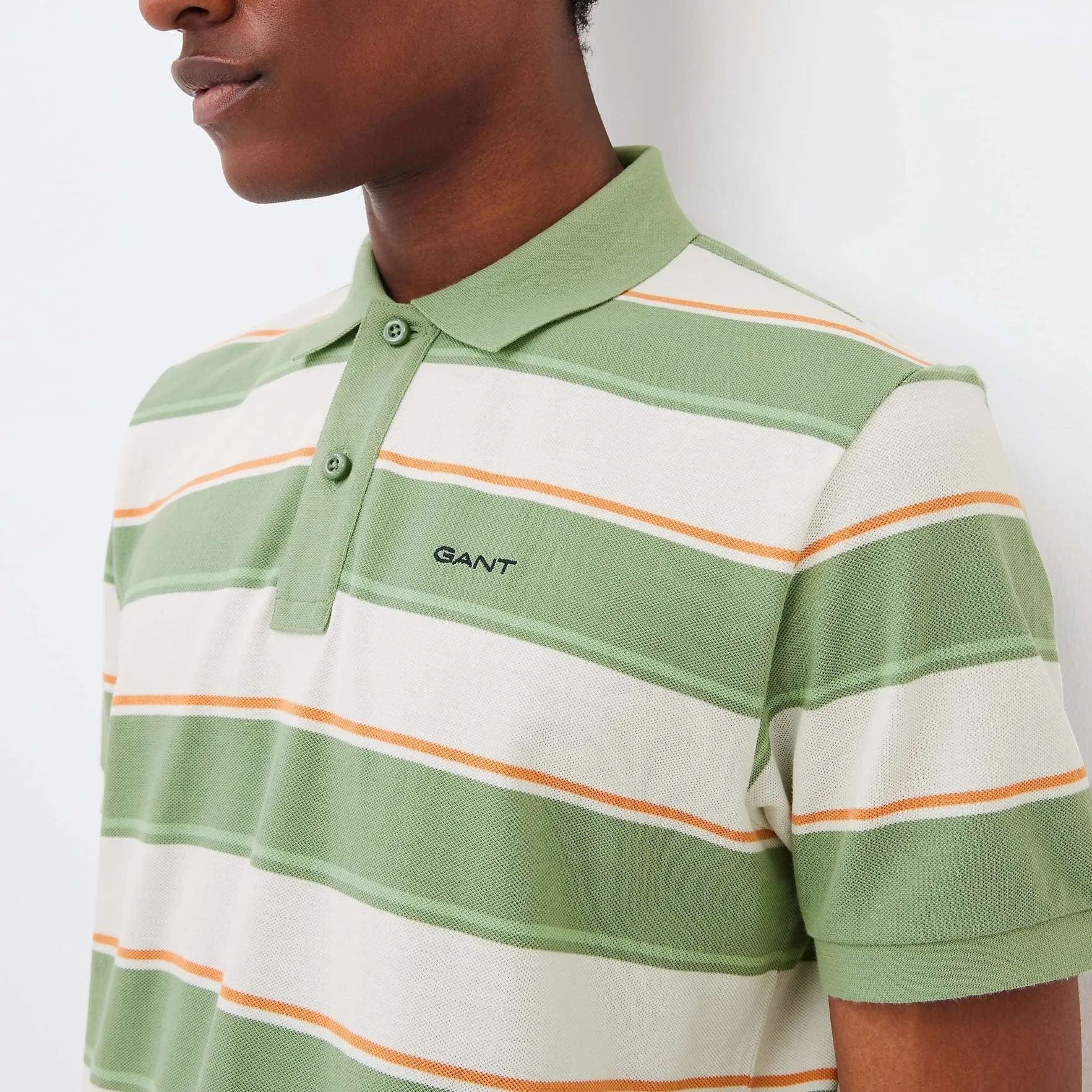 GANT Multistripe Pique Polo Shirt, 362 – Kalamata Green