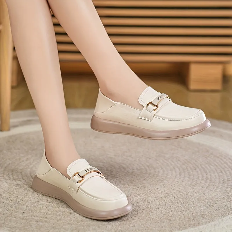 Loafer beige-niet-slip en comfortabele slip-on schoenen voor dames