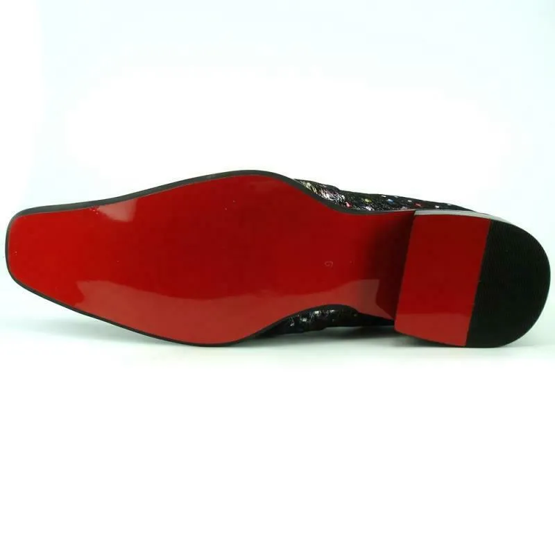 Men's Fiesso Multi color Designer Rhinestones Strap Slip on Shoes FI 7287-2
