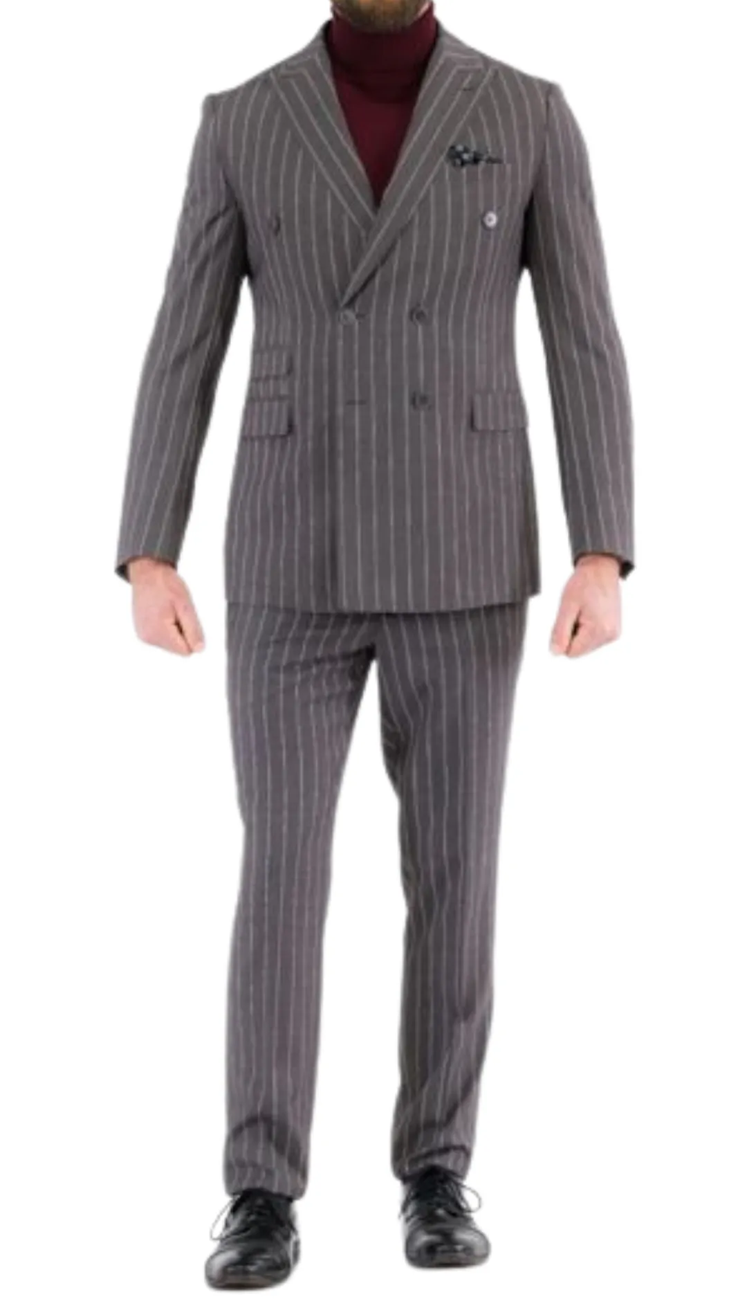Newbury Grey Peak Lapel Double Breasted Suit - Slim Fit