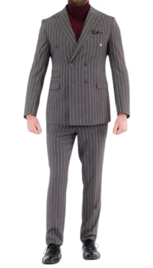 Newbury Grey Peak Lapel Double Breasted Suit - Slim Fit