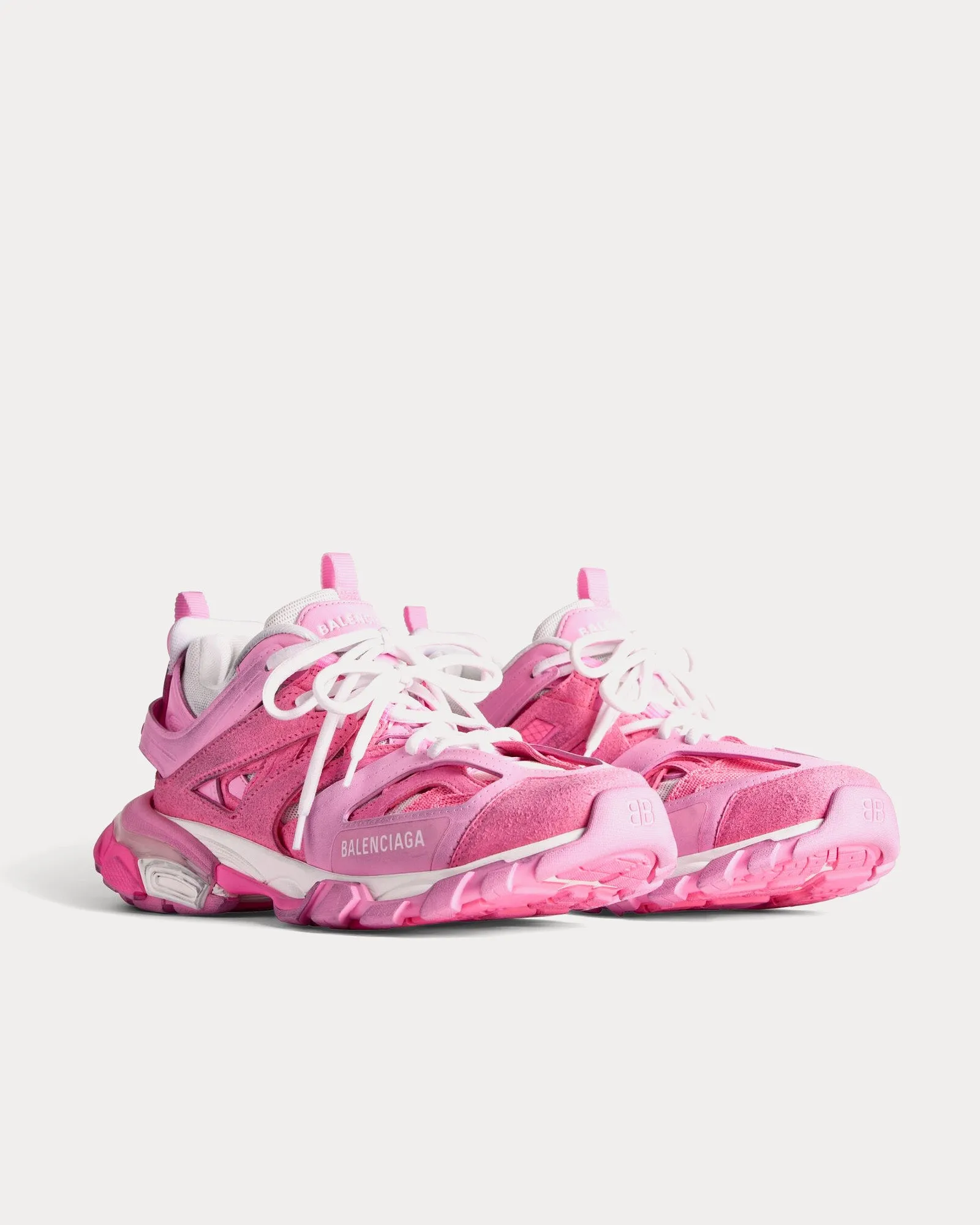 Track Mesh & Suede-Like Fabric Pink Low Top Sneakers